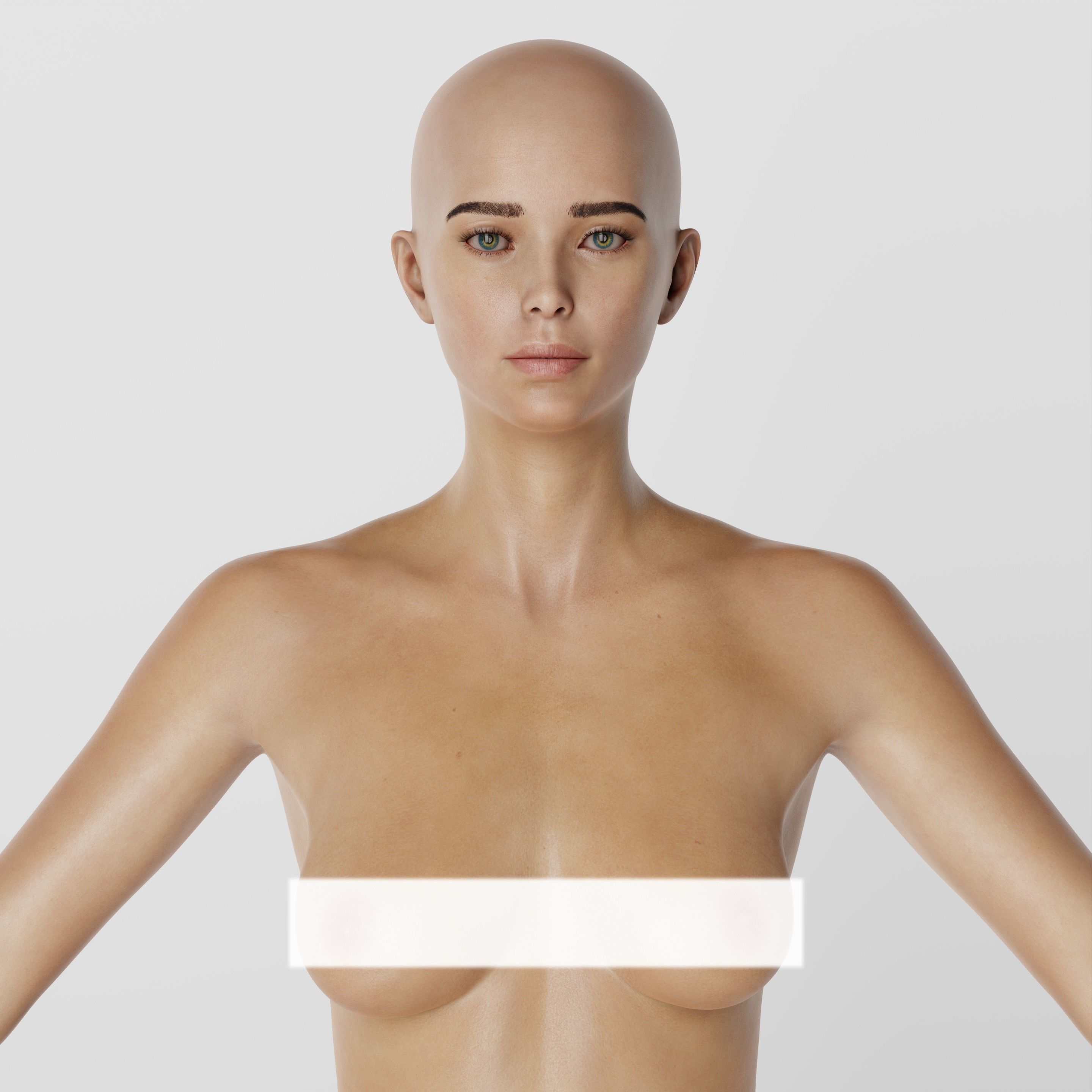 Realistic woman character Low-poly 3D model_4