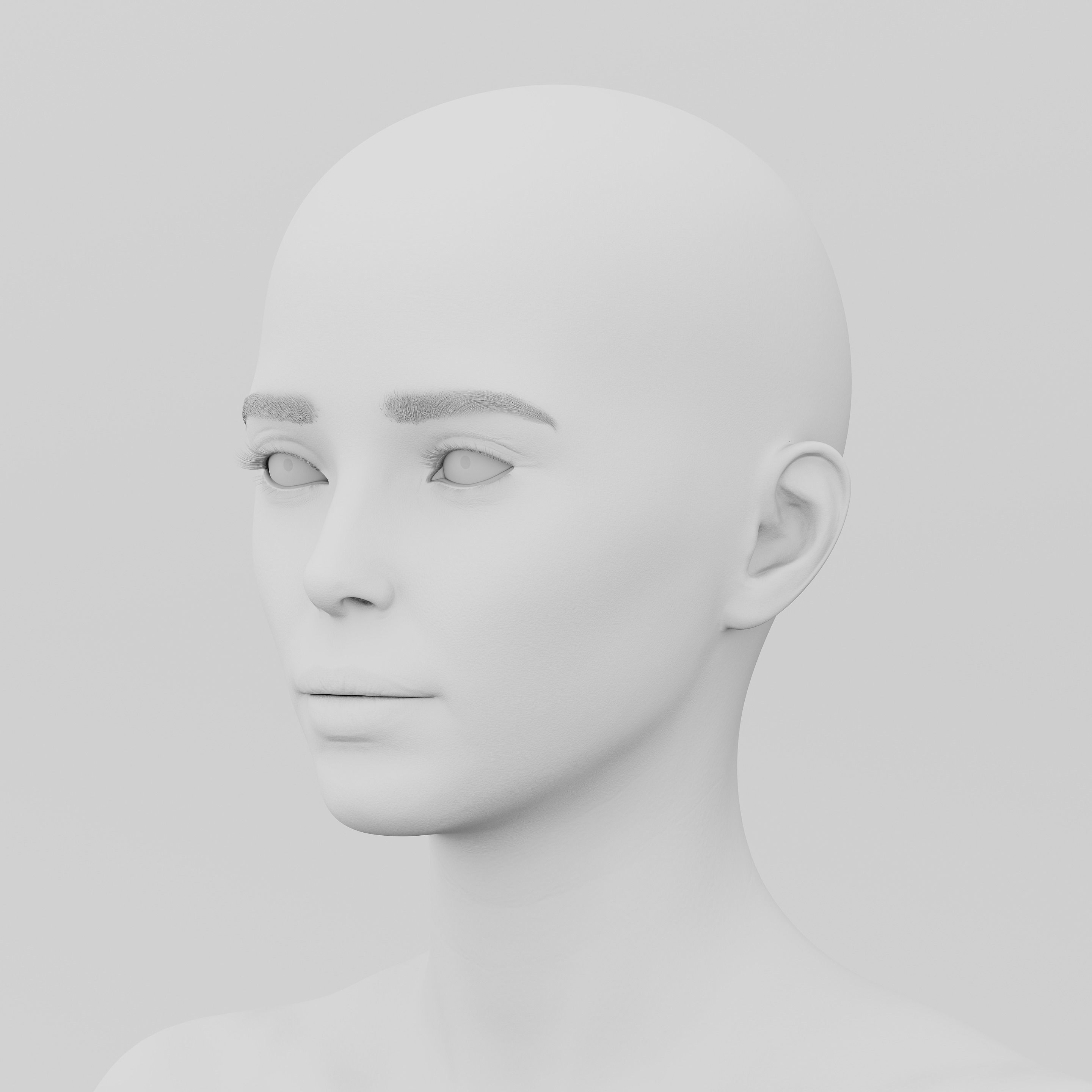 Realistic woman character Low-poly 3D model_2