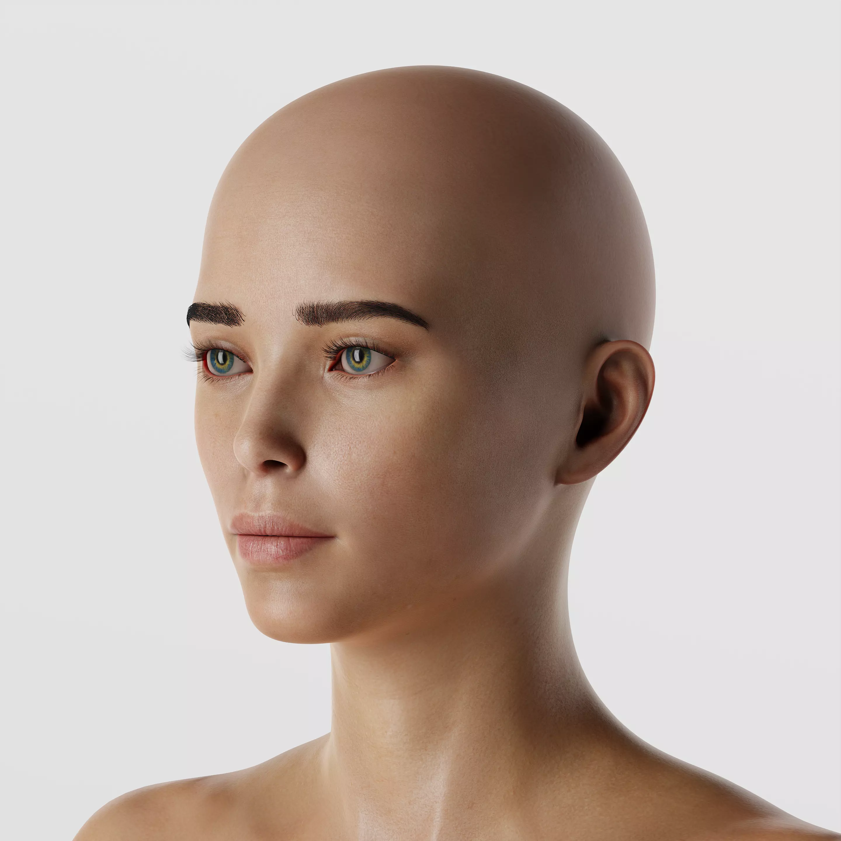 Realistic woman character Low-poly 3D model_0