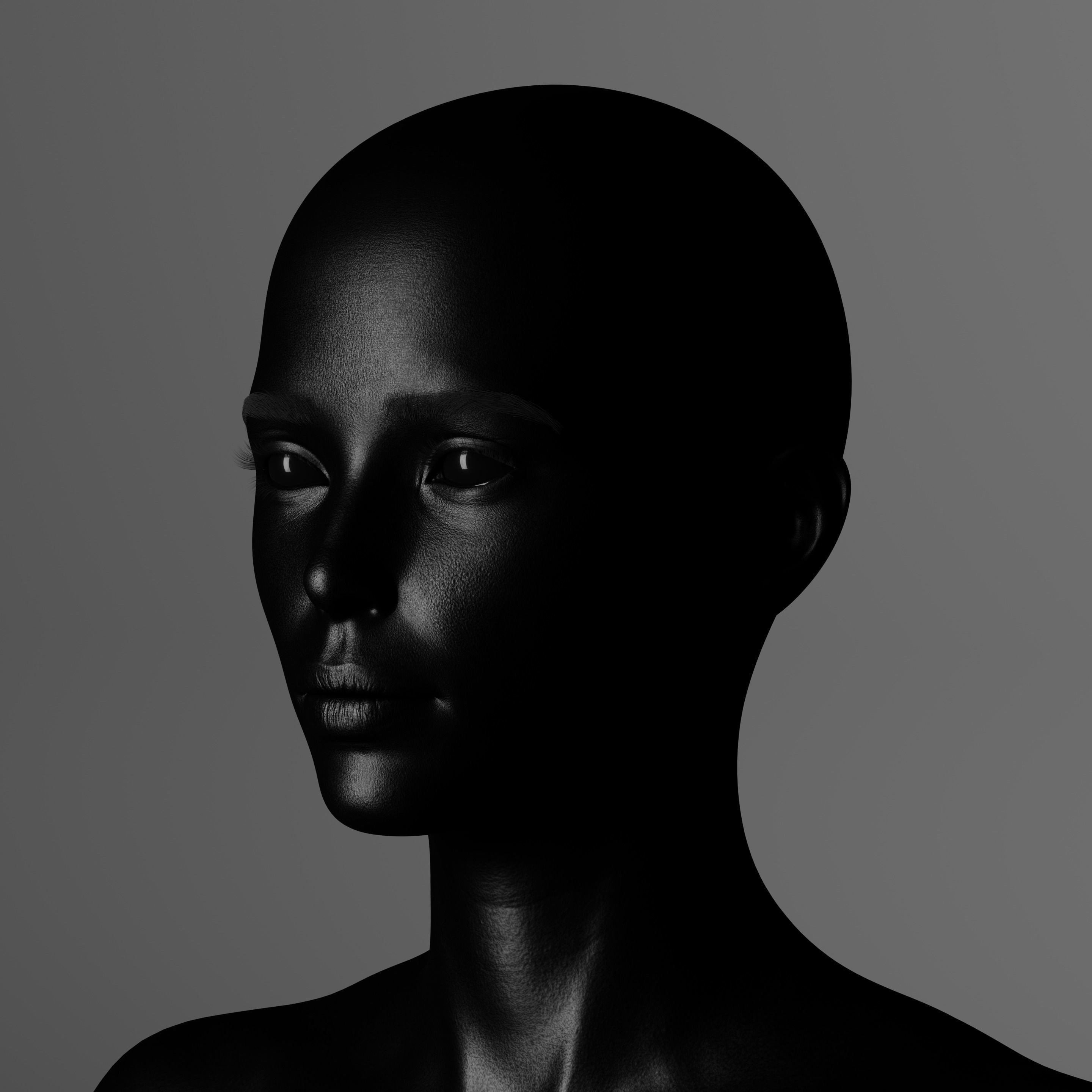 Realistic woman character Low-poly 3D model_1