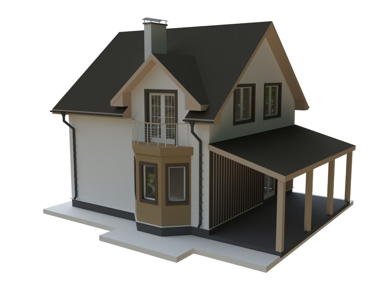Cottage Houses- 12 Pack Low-poly part 2 3D model_3