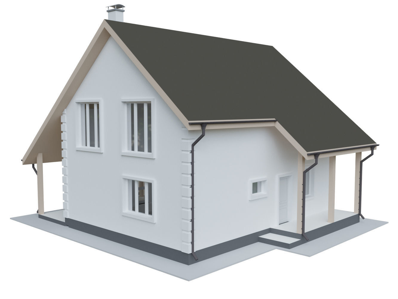 Cottage Houses- 12 Pack Low-poly part 2 3D model_8