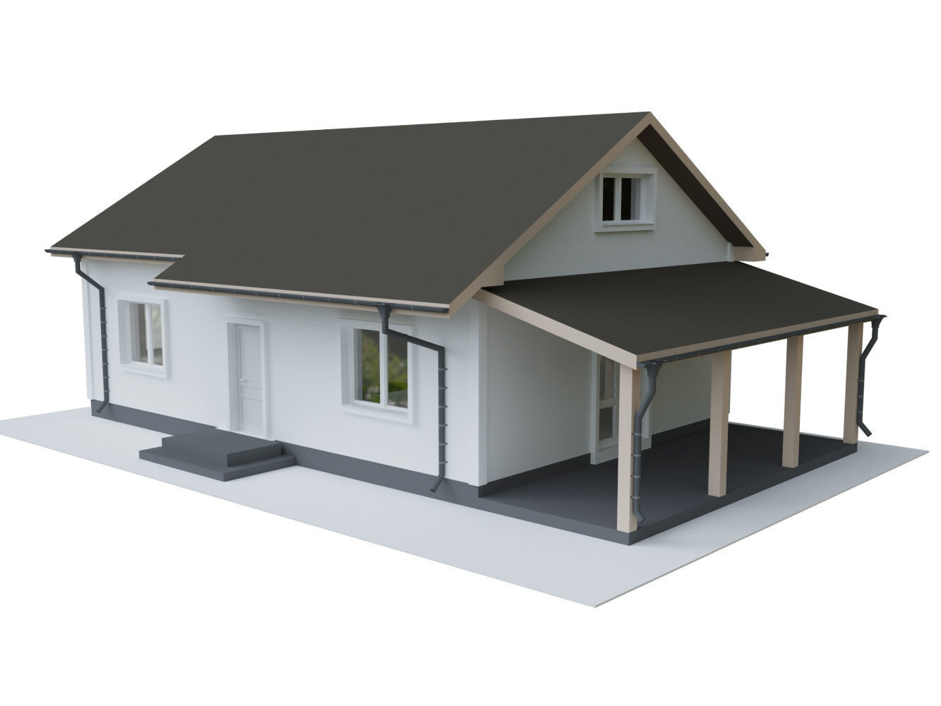 Cottage Houses- 12 Pack Low-poly part 2 3D model_12