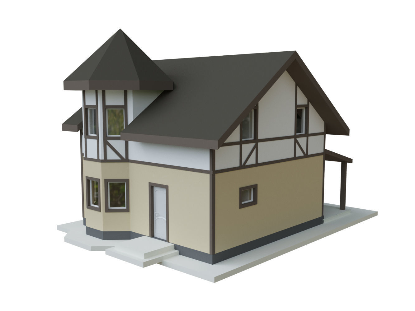 Cottage Houses- 12 Pack Low-poly part 2 3D model_7