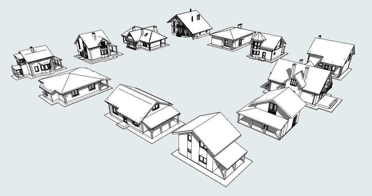Cottage Houses- 12 Pack Low-poly part 2 3D model_14