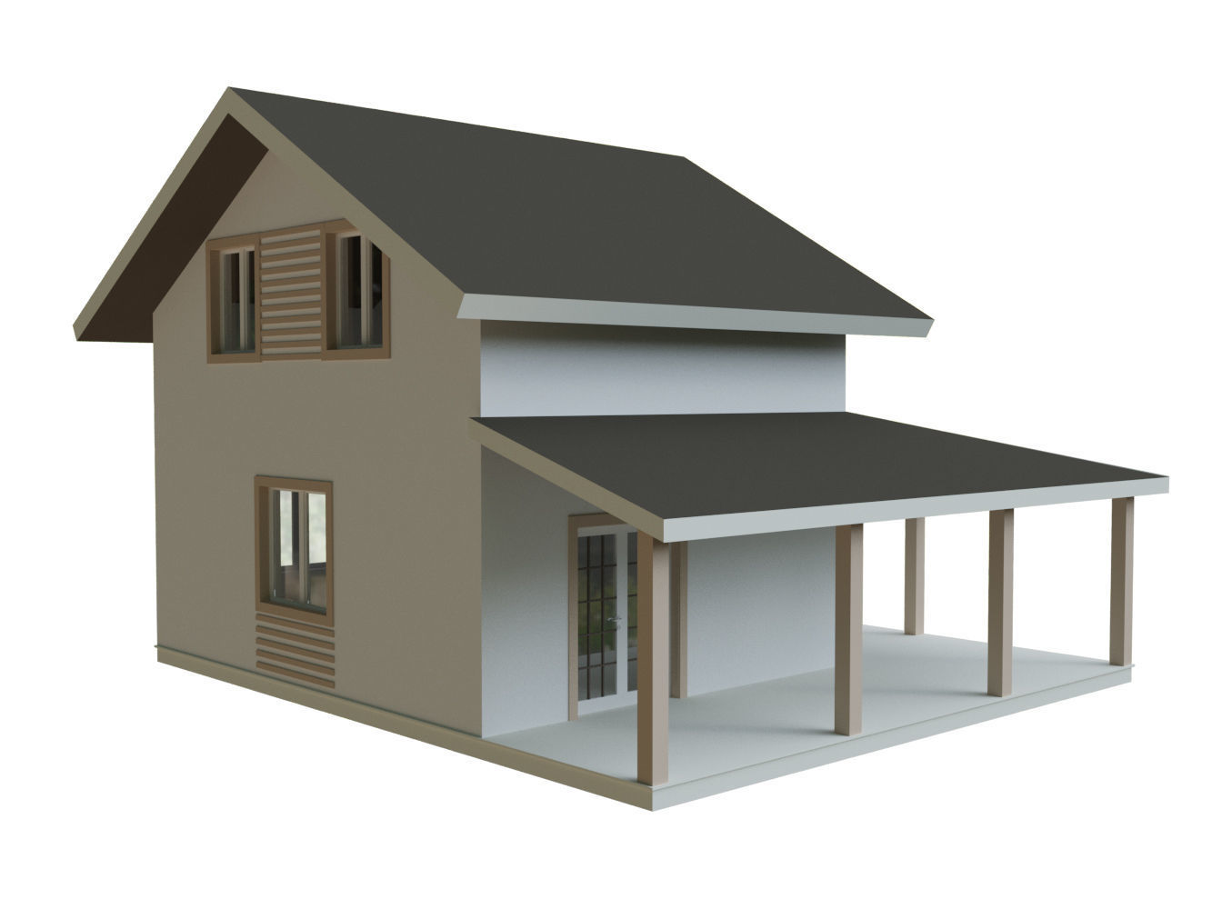 Cottage Houses- 12 Pack Low-poly part 2 3D model_10