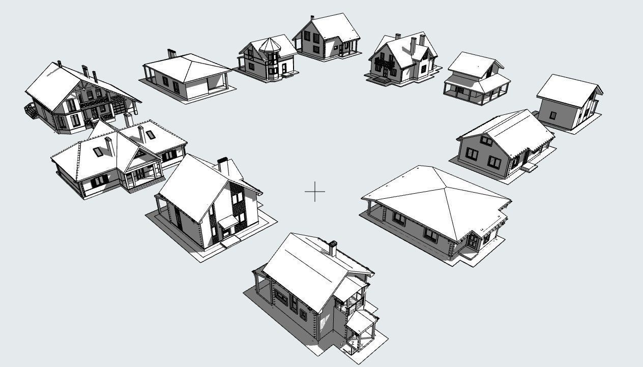 Cottage Houses- 12 Pack Low-poly part 2 3D model_17