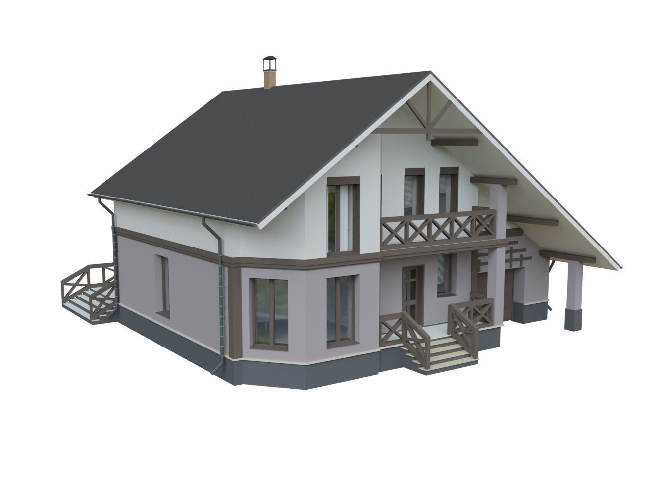 Cottage Houses- 12 Pack Low-poly part 2 3D model_1