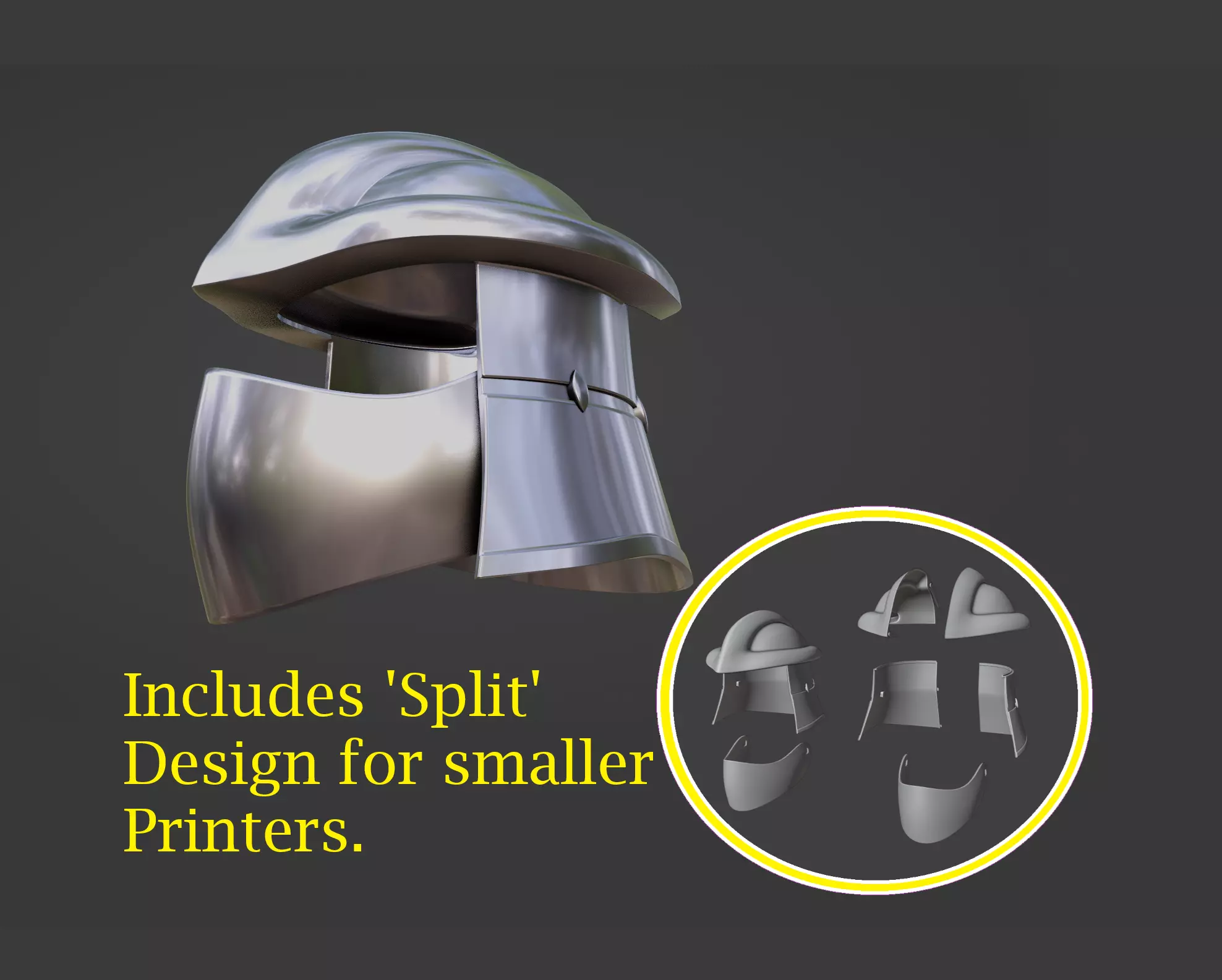 Shredder Helmet STL - Includes removable mask 3D print model_0