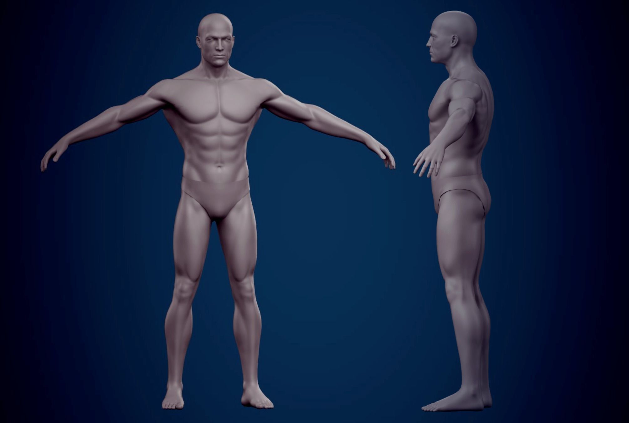 Base mesh male body Low-poly 3D model_1