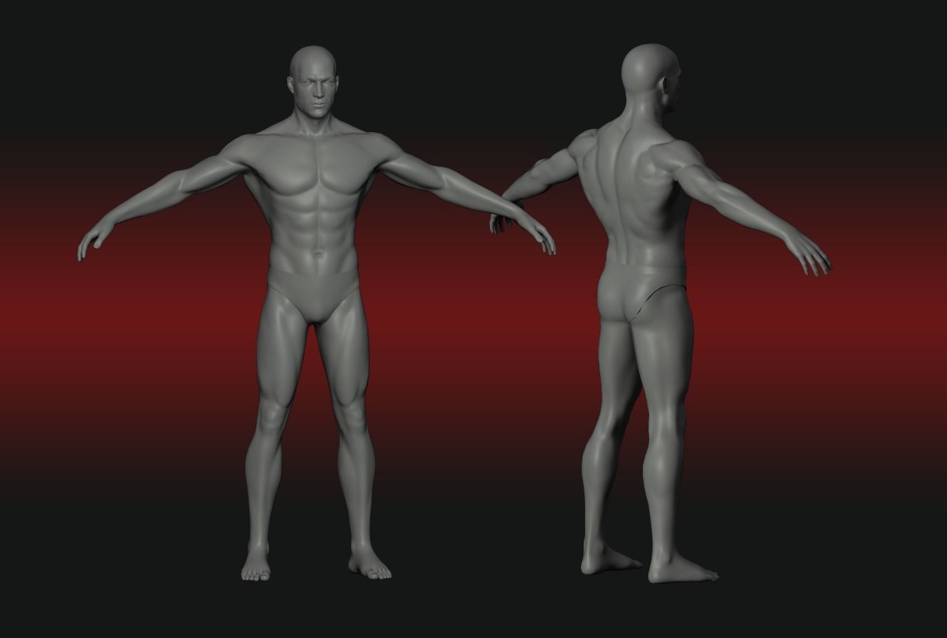 Base mesh male body Low-poly 3D model_2