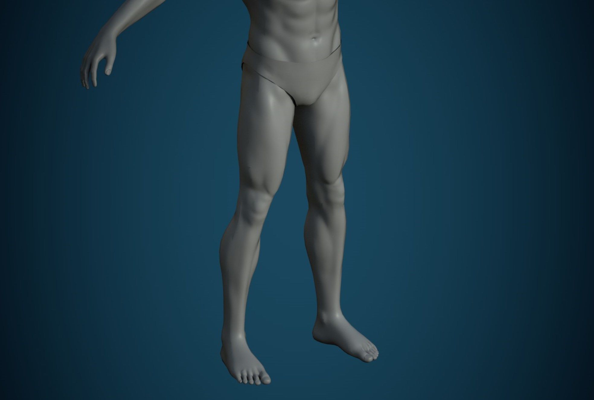 Base mesh male body Low-poly 3D model_6