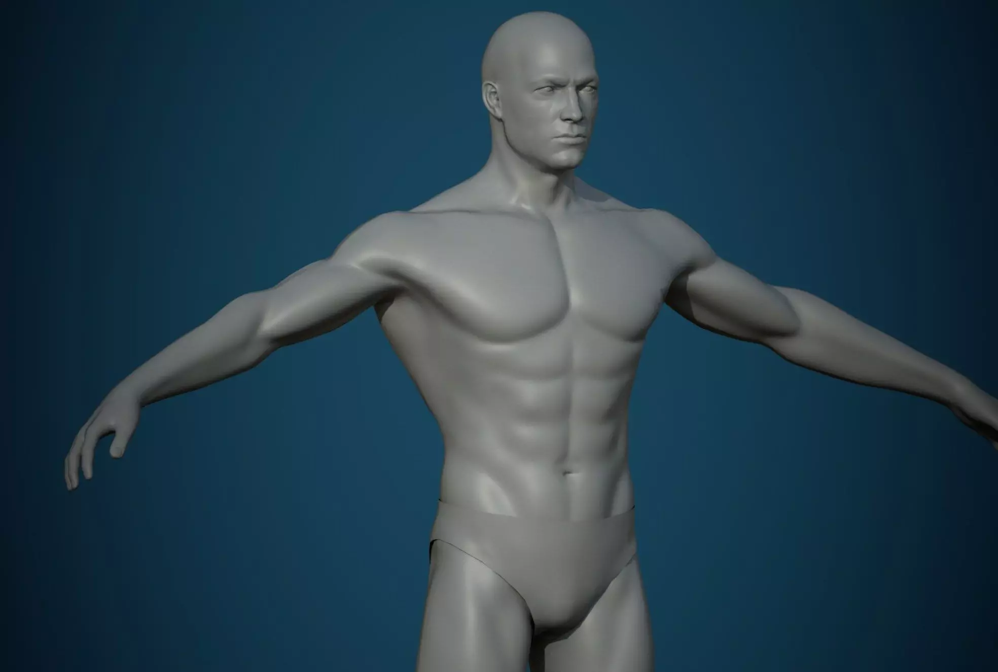 Base mesh male body Low-poly 3D model_0