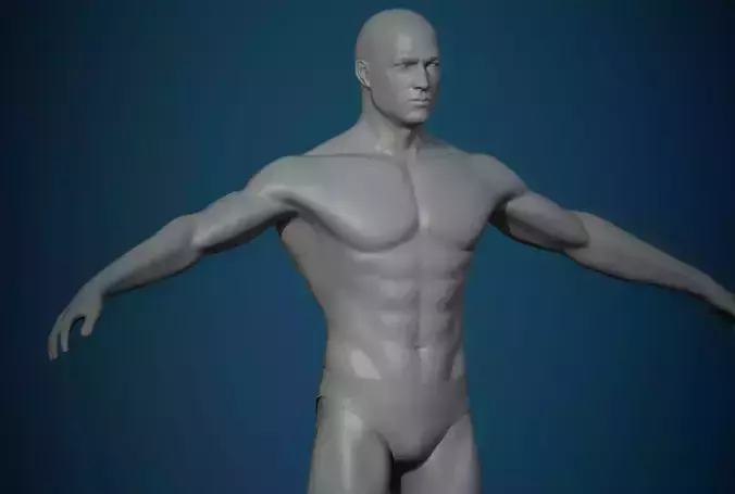Base mesh male body Low-poly 3D model