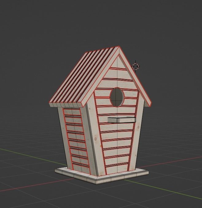 Wooden Birdhouse 02 Low-poly 3D model_13