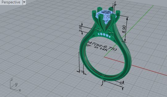 Marquise Halo Ring 1847 3D print model 3D print model_7