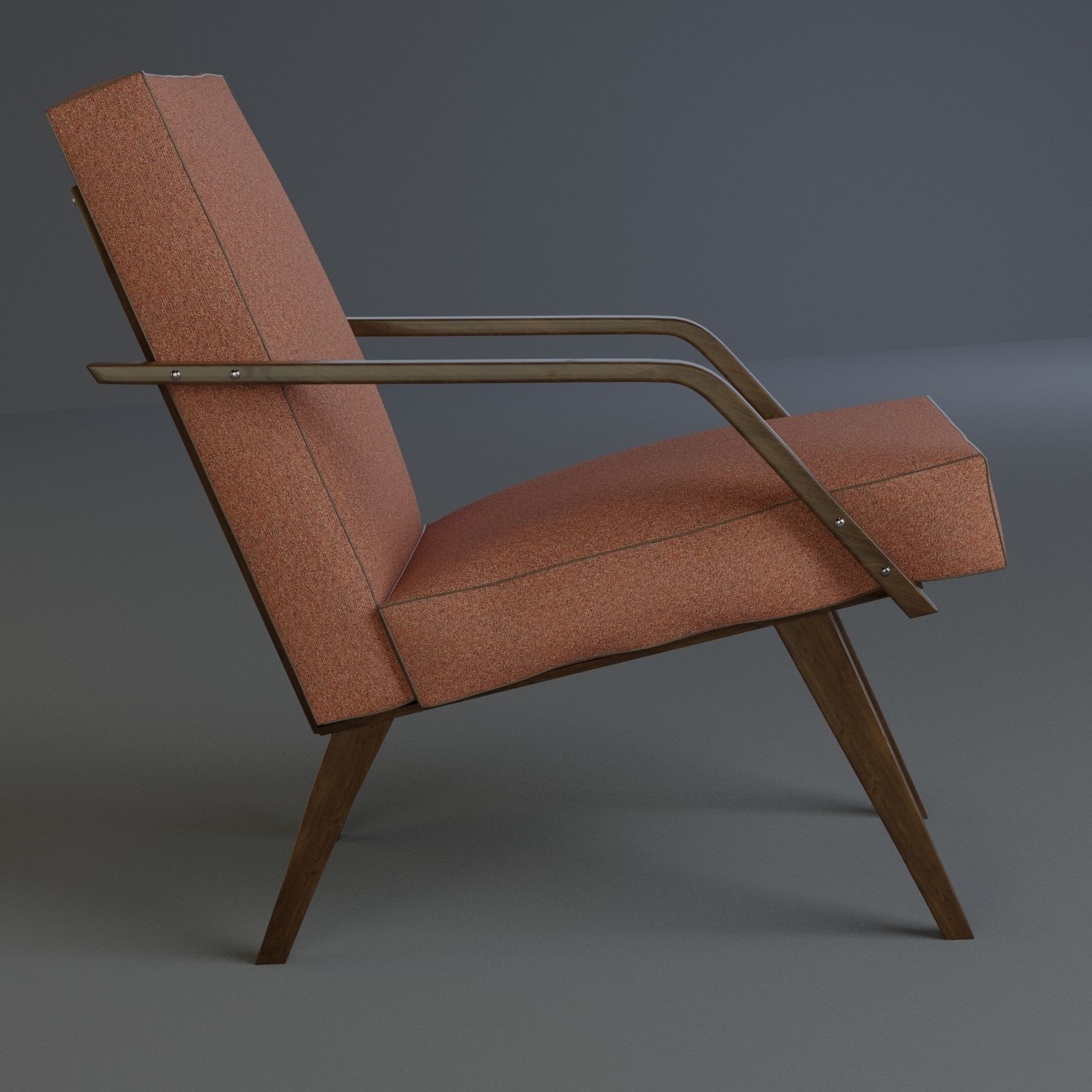 retro armchair Low-poly 3D model_1