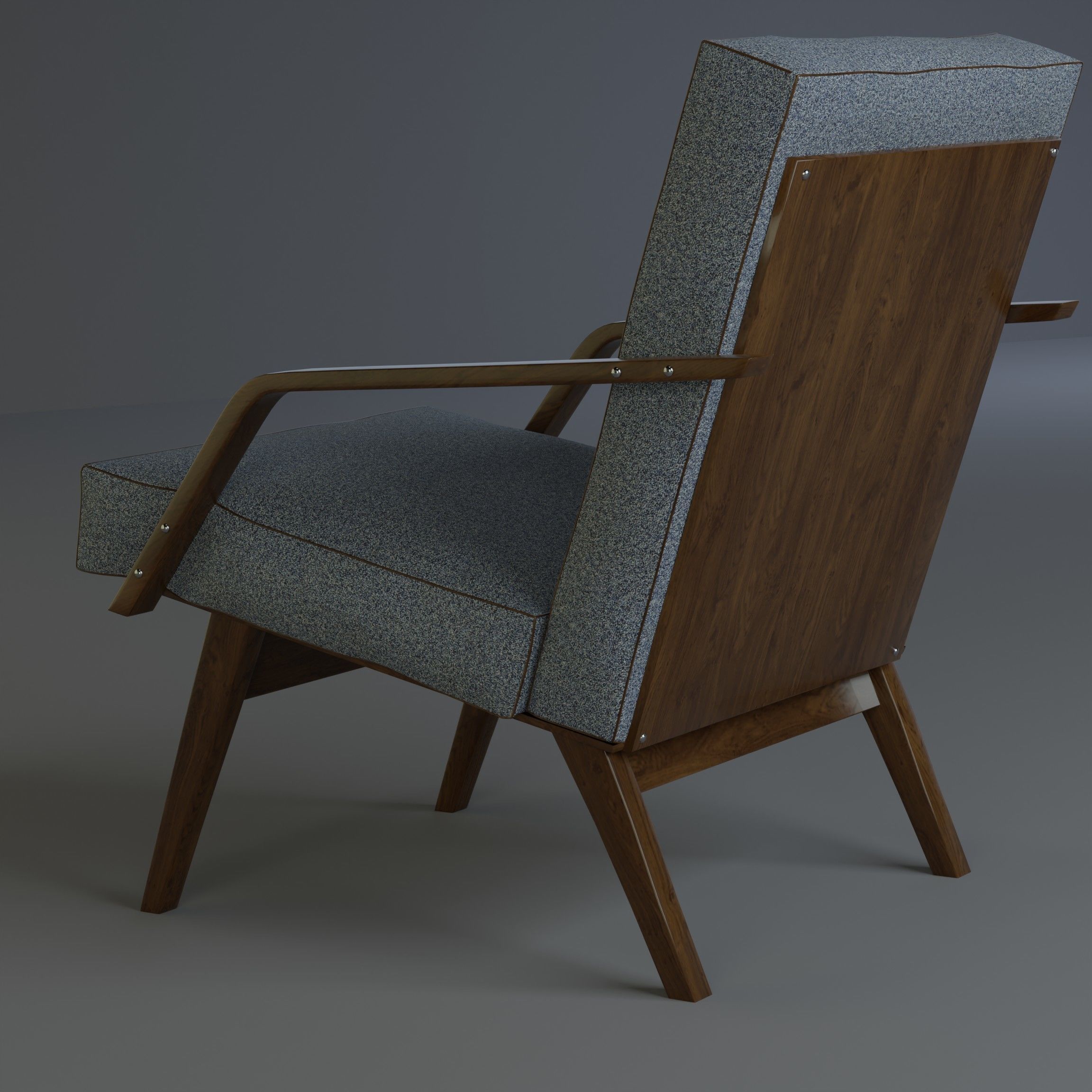 retro armchair Low-poly 3D model_4