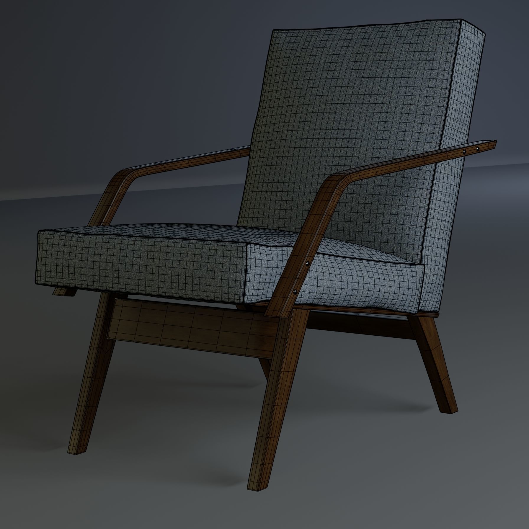 retro armchair Low-poly 3D model_5