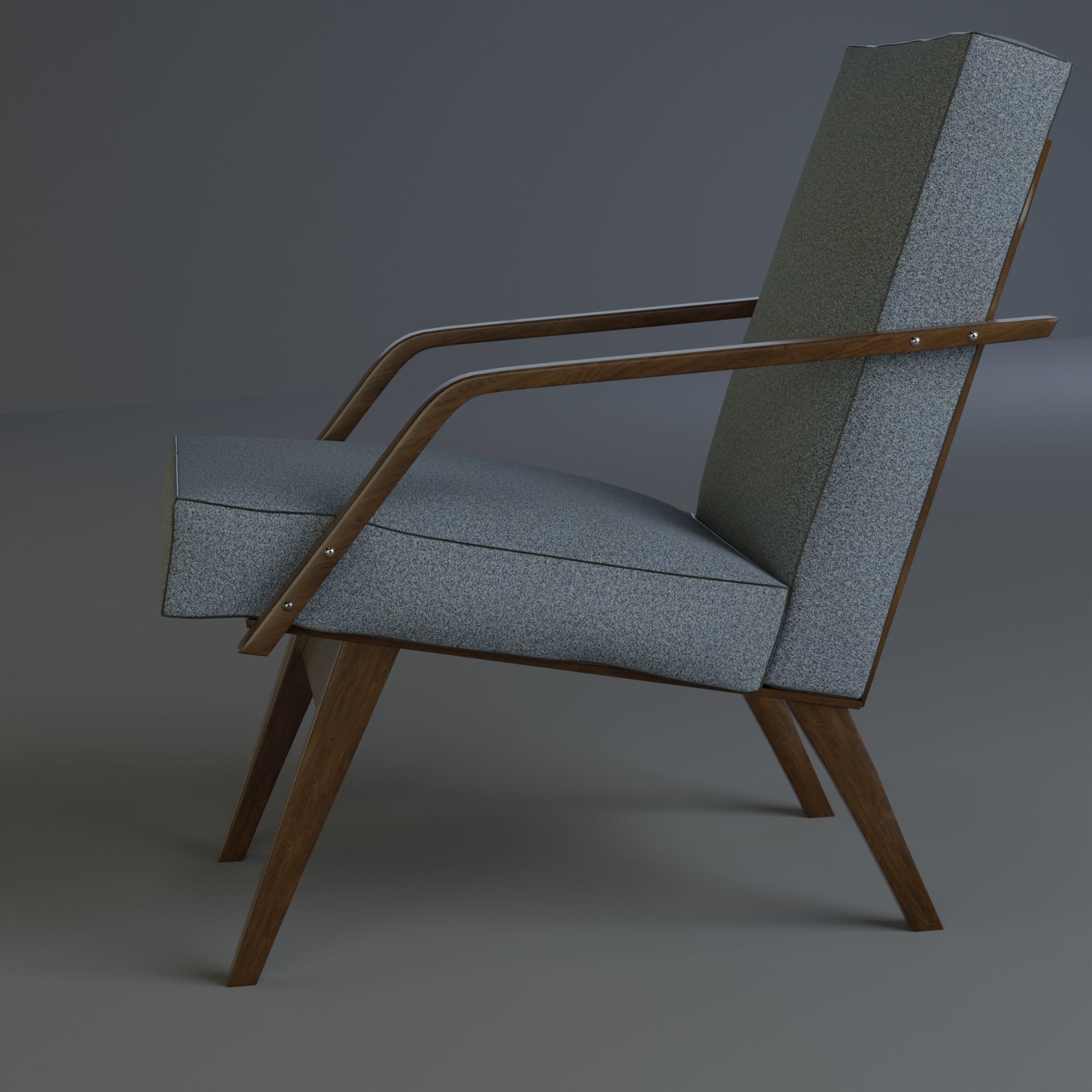 retro armchair Low-poly 3D model_3