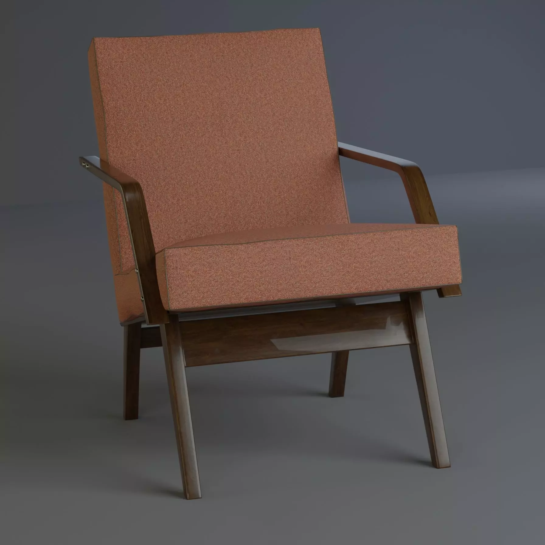 retro armchair Low-poly 3D model_0