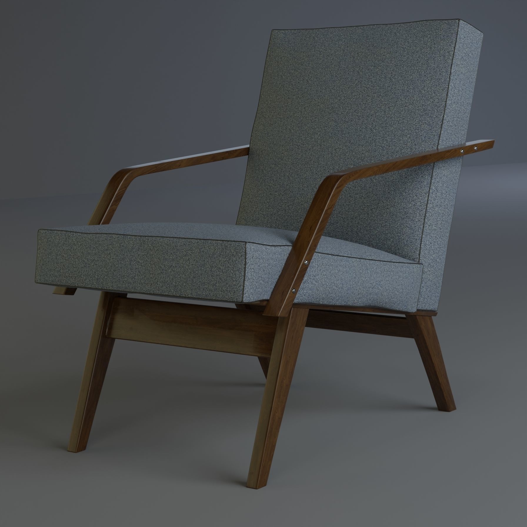 retro armchair Low-poly 3D model_2