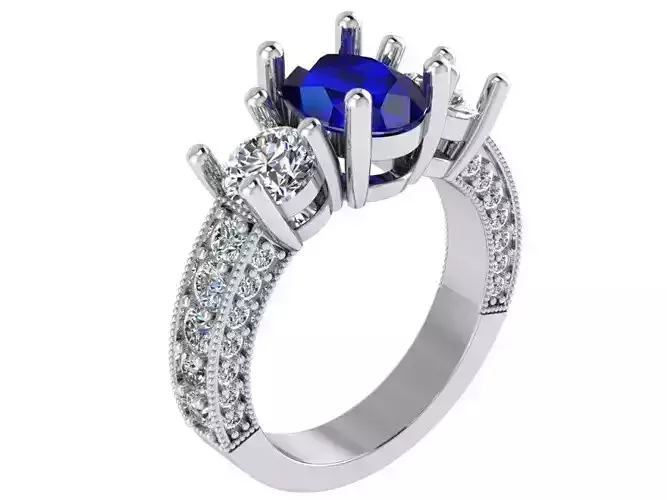 Diamond  ring with a blue opening 1848 3D print model