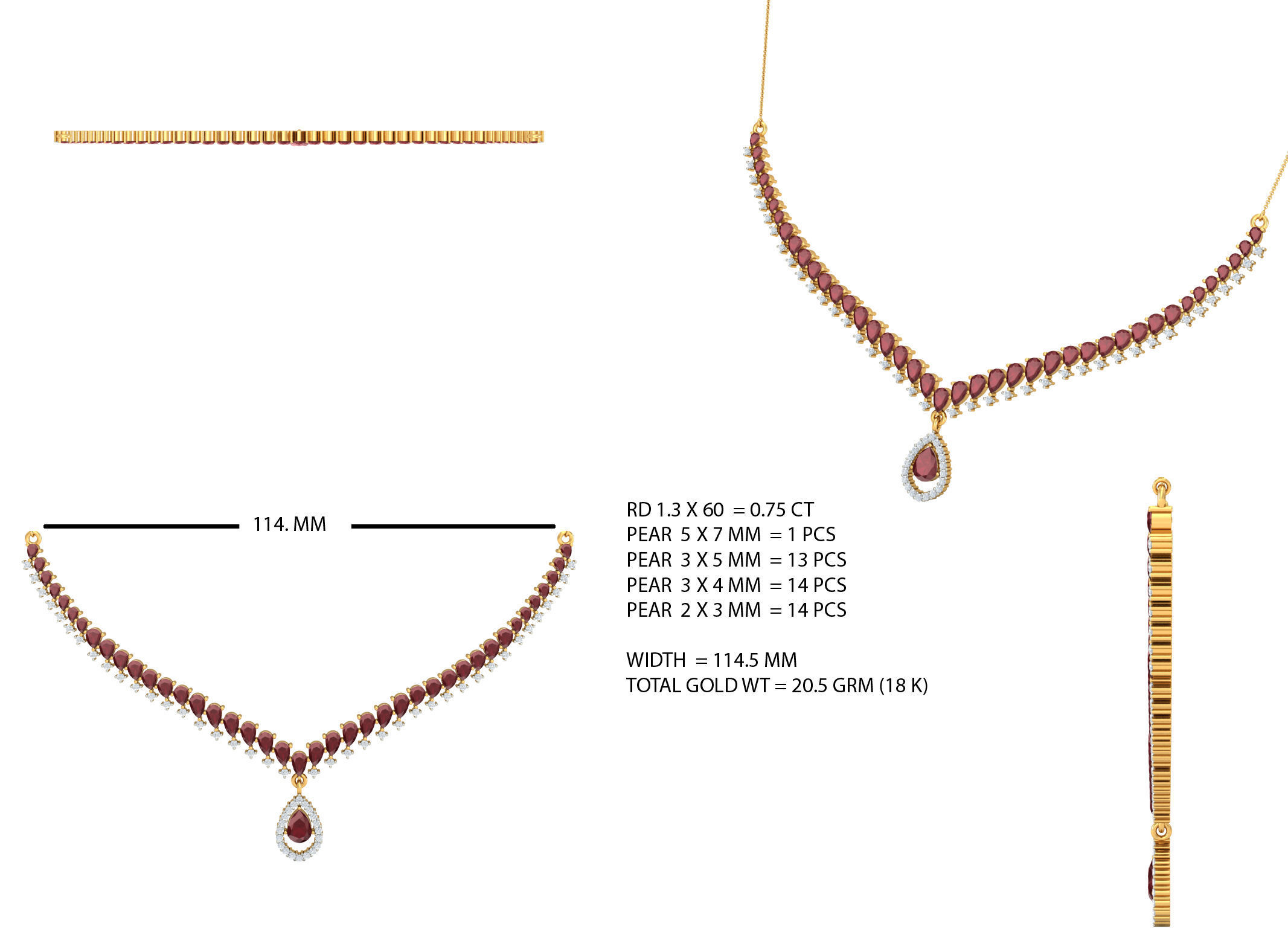 Necklace - 6 gold with stone 3D print model_5