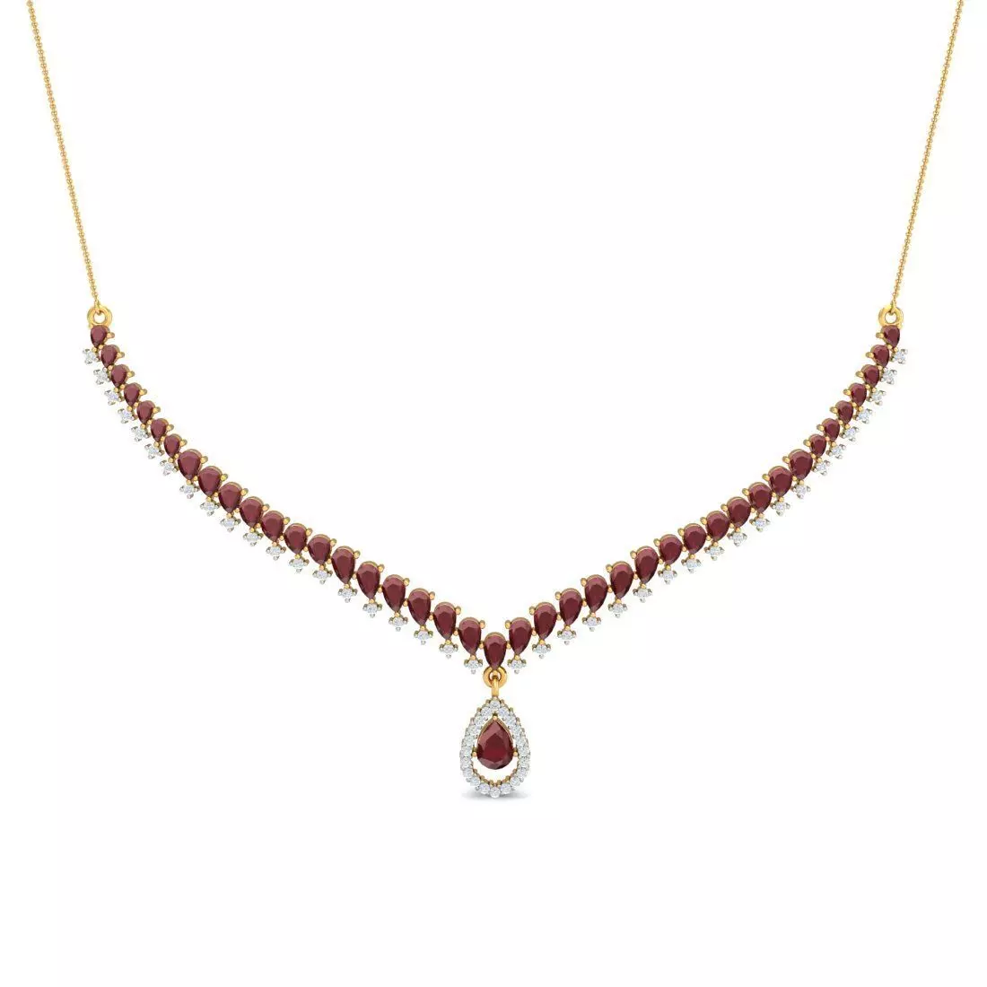 Necklace - 6 gold with stone 3D print model_0