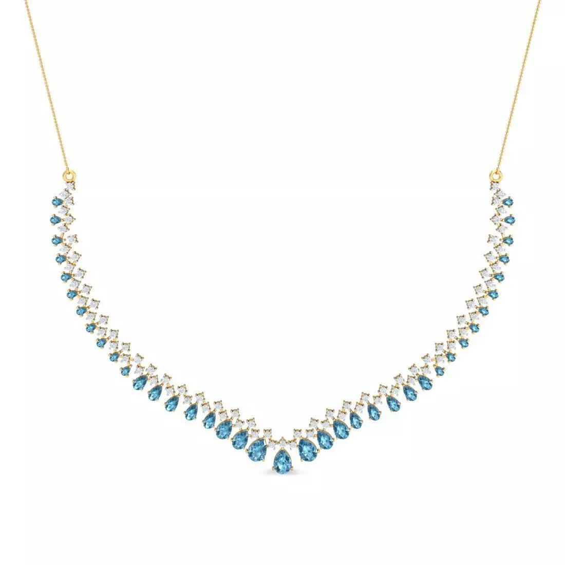 Necklace - 5 gold with diamond in middle 3D print model_0