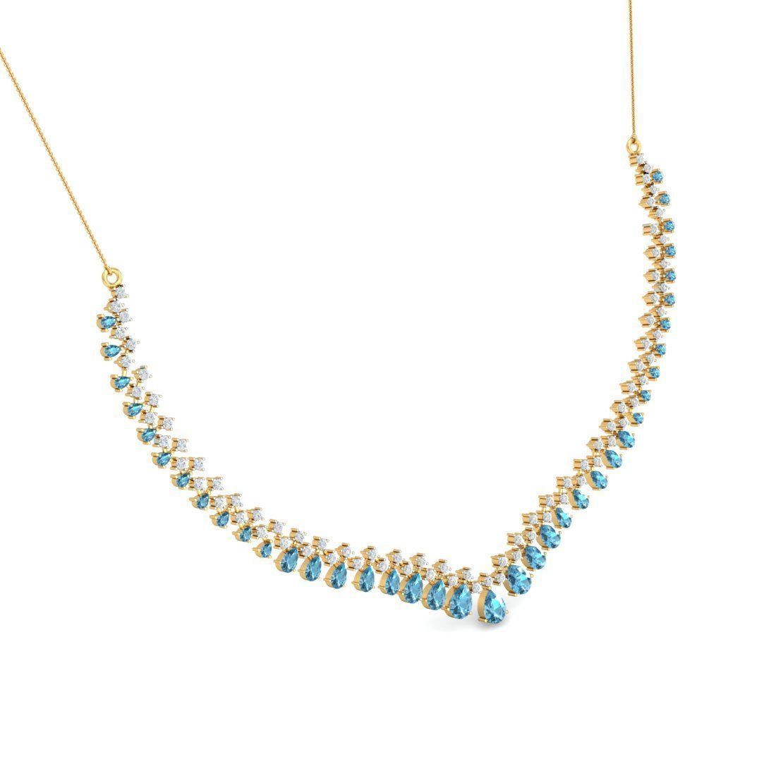 Necklace - 5 gold with diamond in middle 3D print model_2