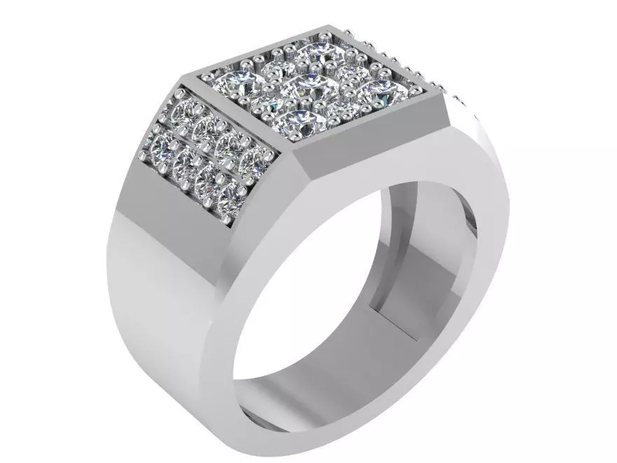 Emerald Halo Ring 1849 3D print model 3D print model_0