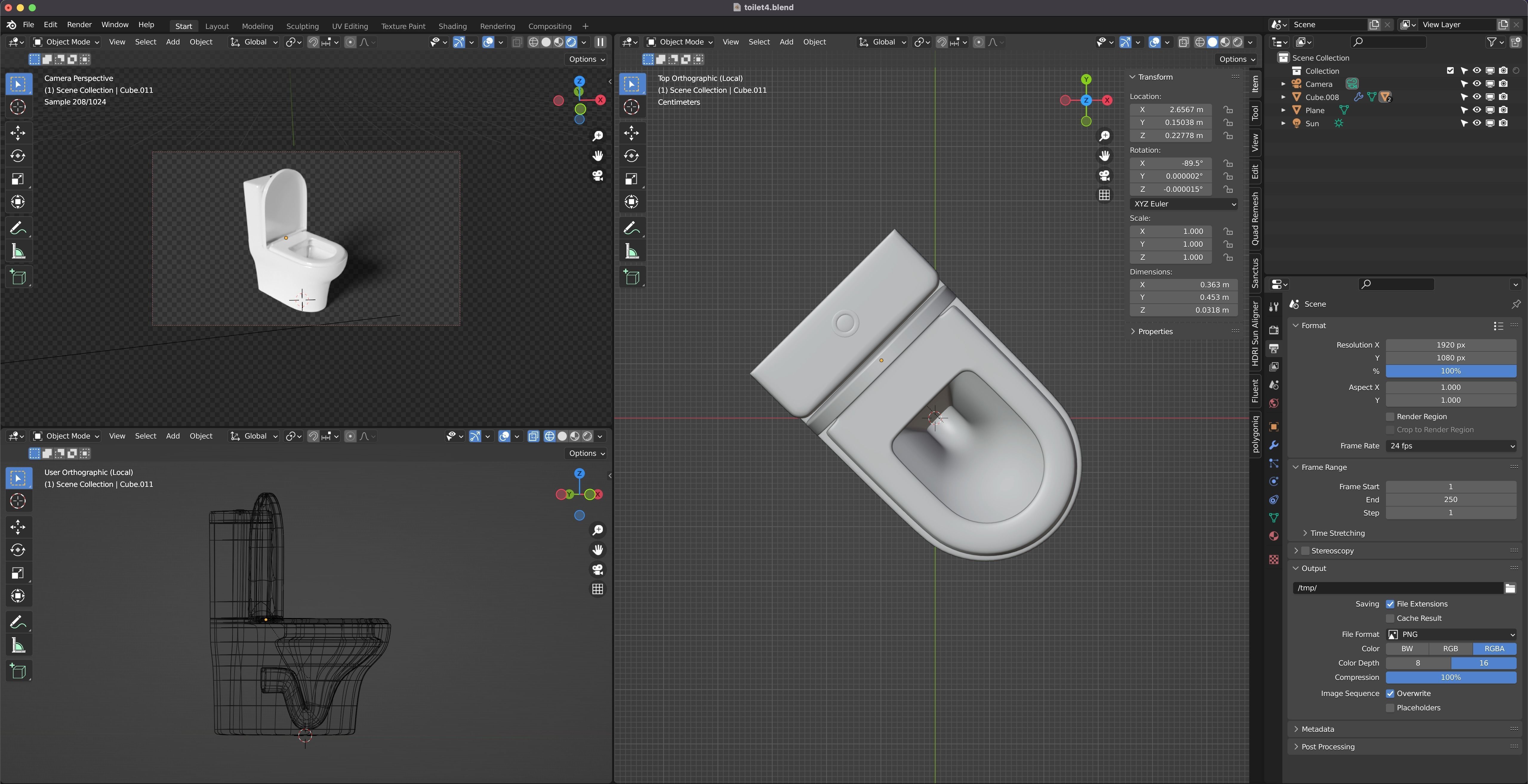 Modern toilet Free 3D model_8