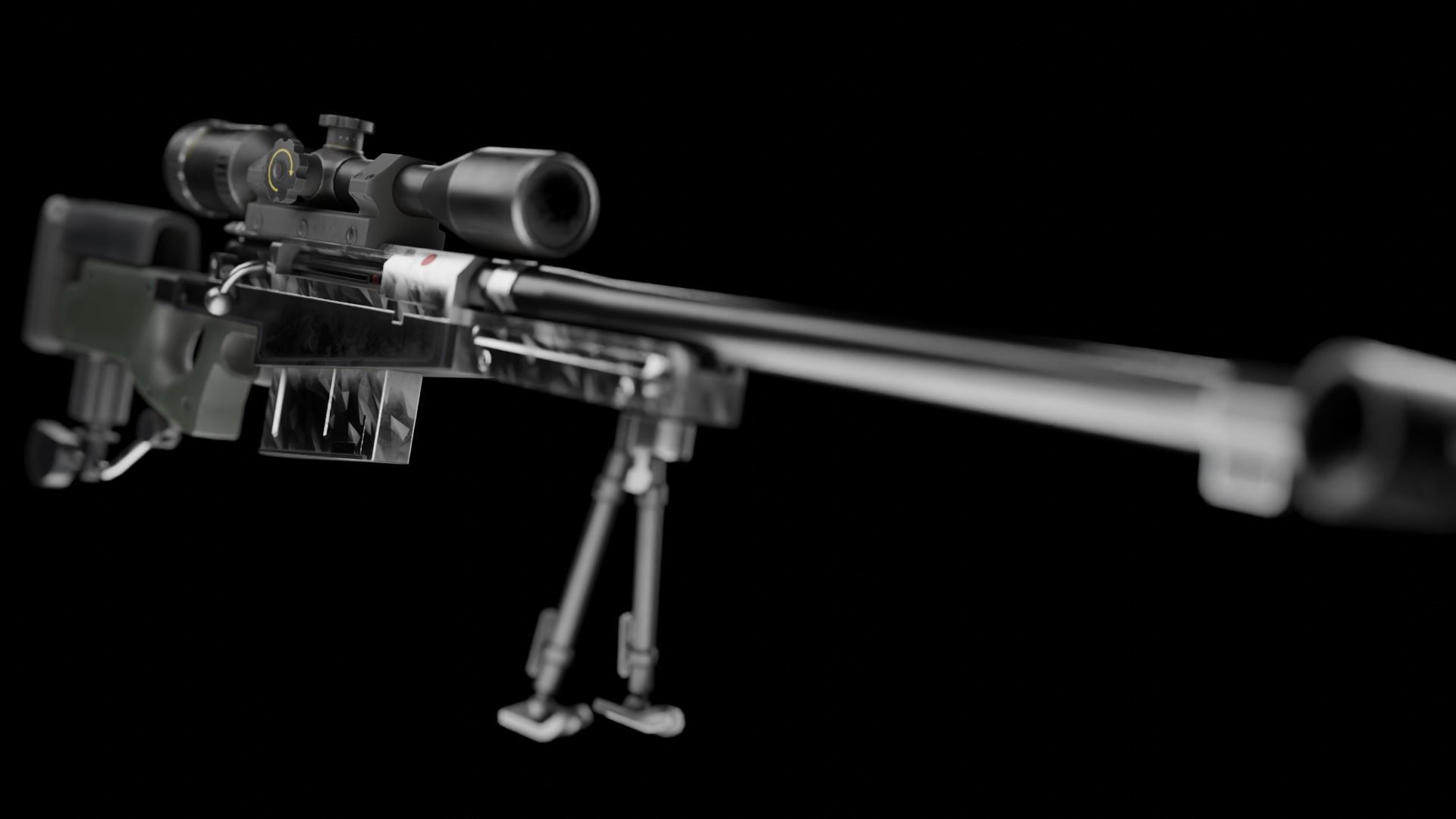  Low Poly AW50 Snipe Rifle Low-poly 3D model_9