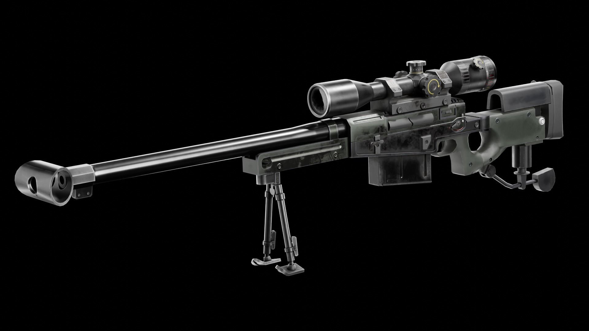  Low Poly AW50 Snipe Rifle Low-poly 3D model_4