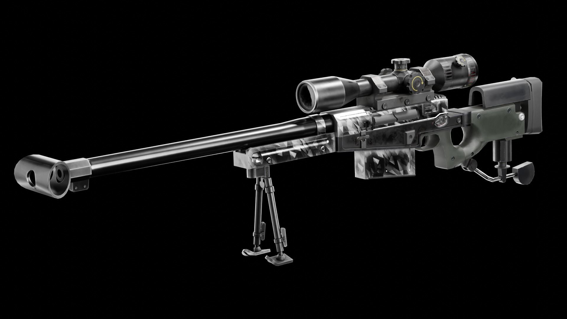  Low Poly AW50 Snipe Rifle Low-poly 3D model_5