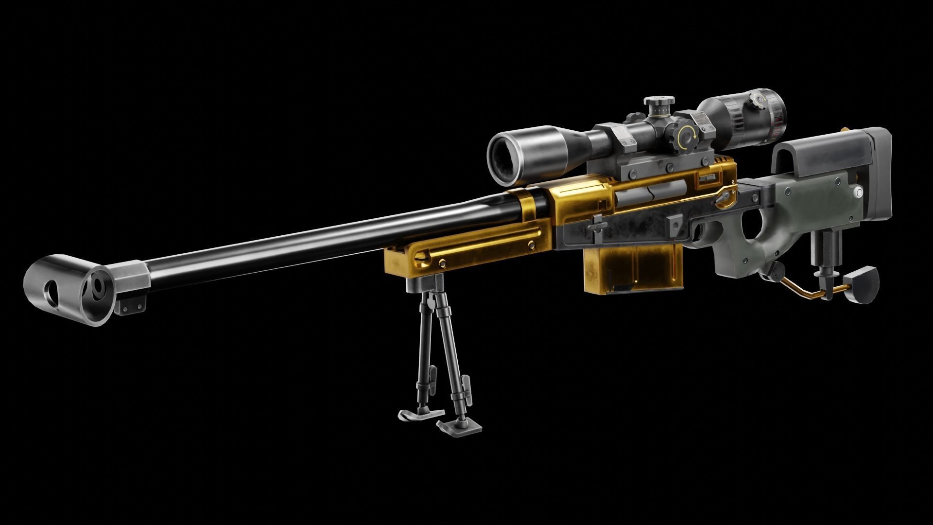  Low Poly AW50 Snipe Rifle Low-poly 3D model_6