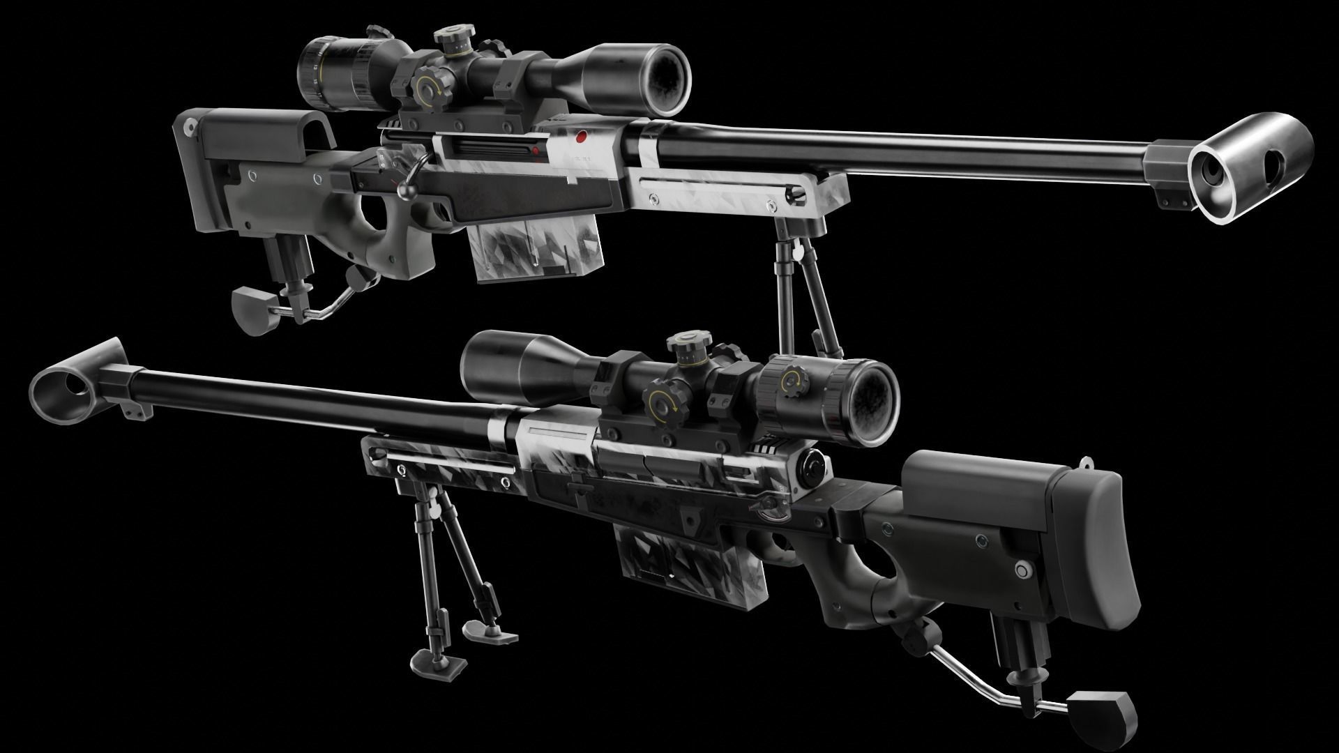  Low Poly AW50 Snipe Rifle Low-poly 3D model_2