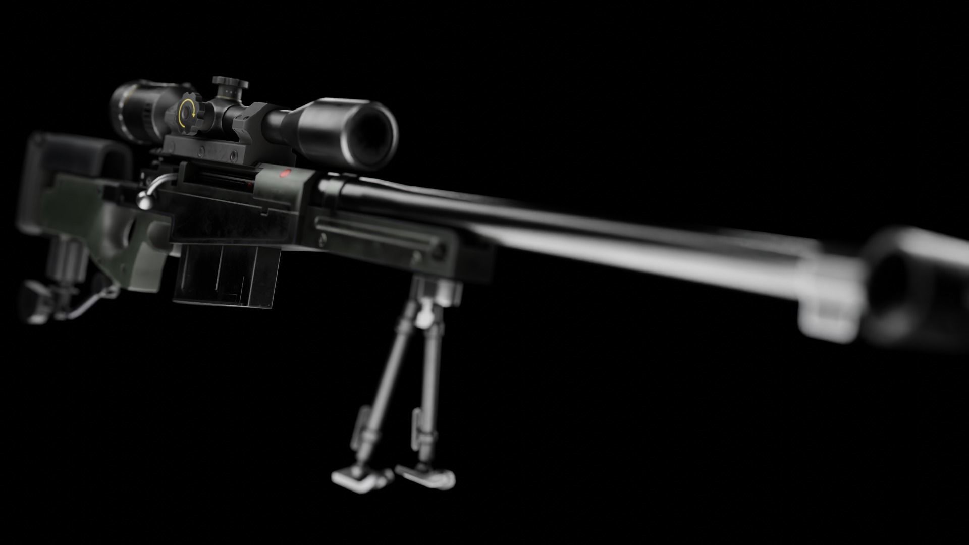  Low Poly AW50 Snipe Rifle Low-poly 3D model_7