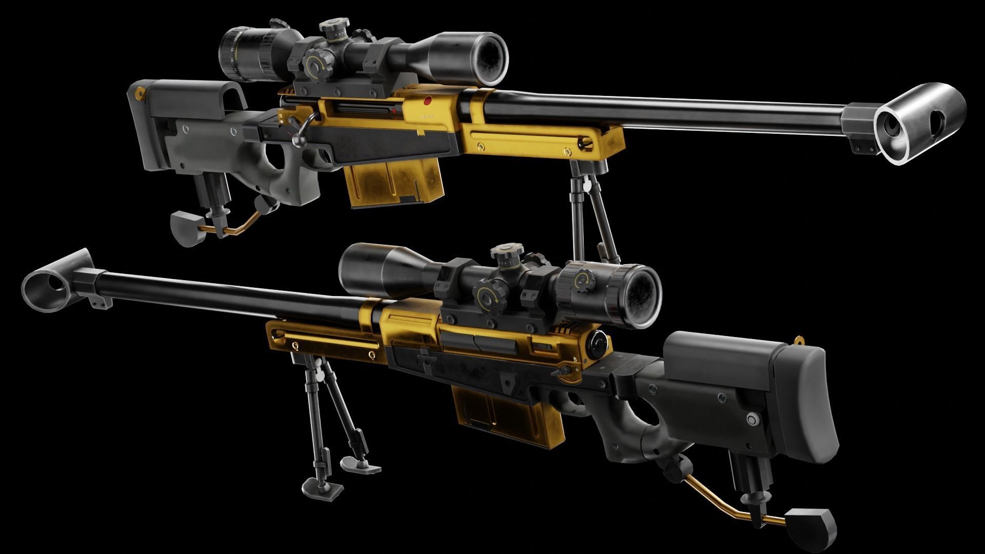  Low Poly AW50 Snipe Rifle Low-poly 3D model_3