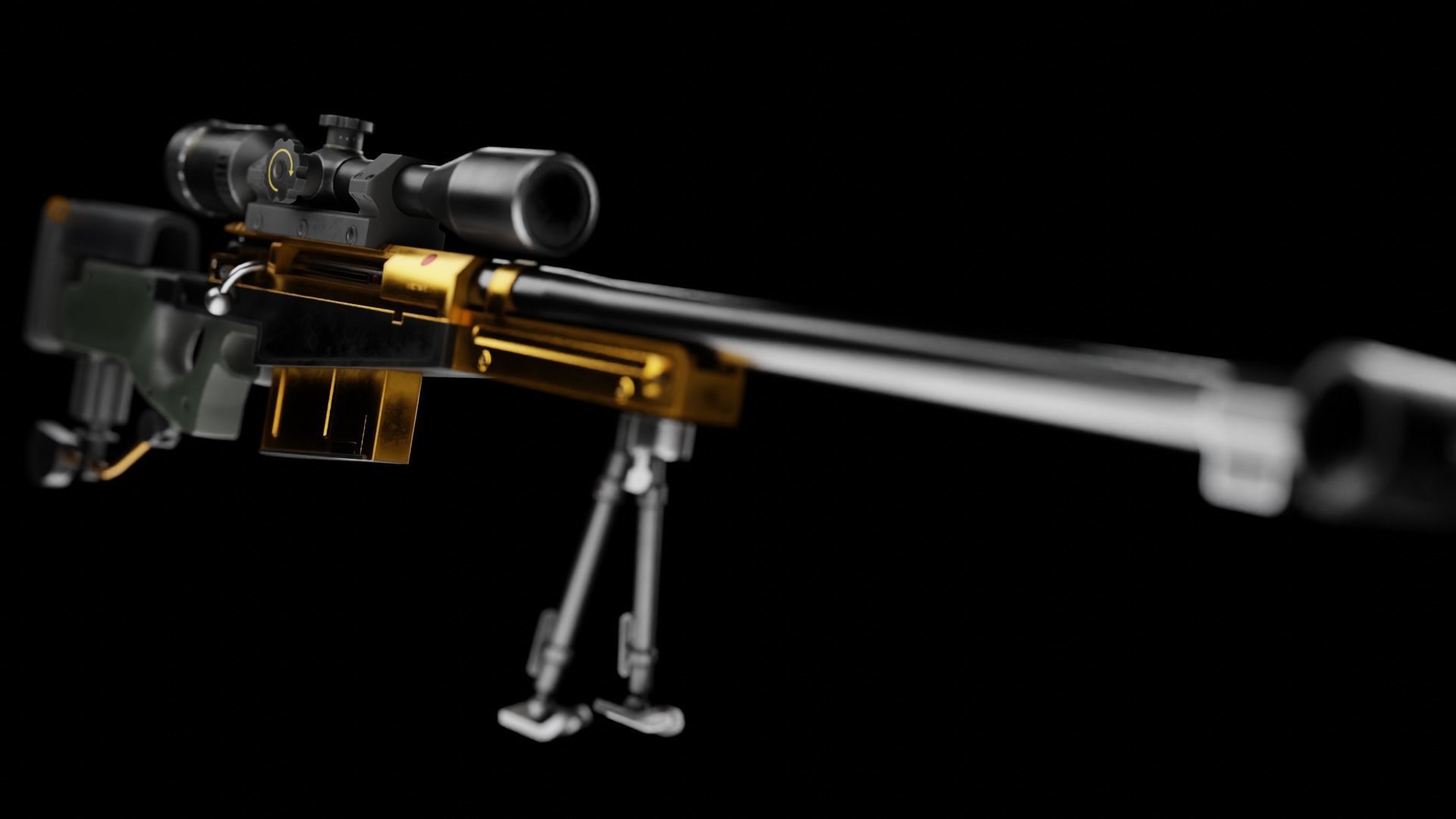  Low Poly AW50 Snipe Rifle Low-poly 3D model_8