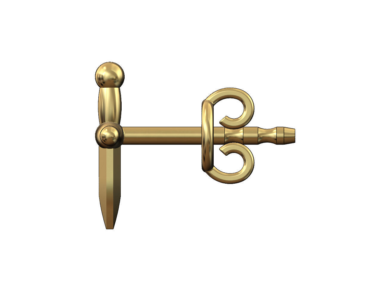 Dagger stud earring 3D print model_2