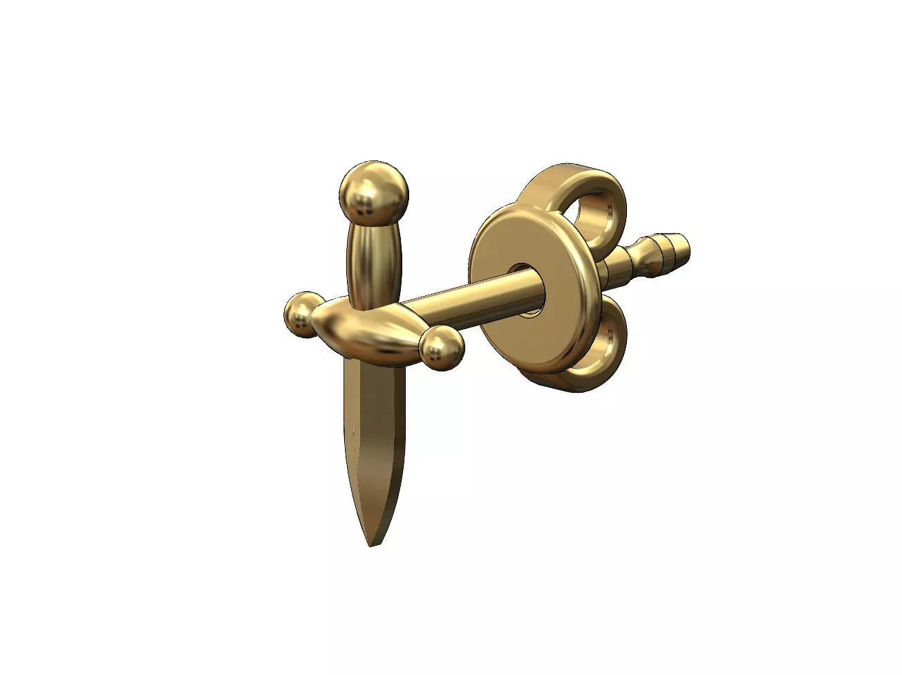 Dagger stud earring 3D print model_0