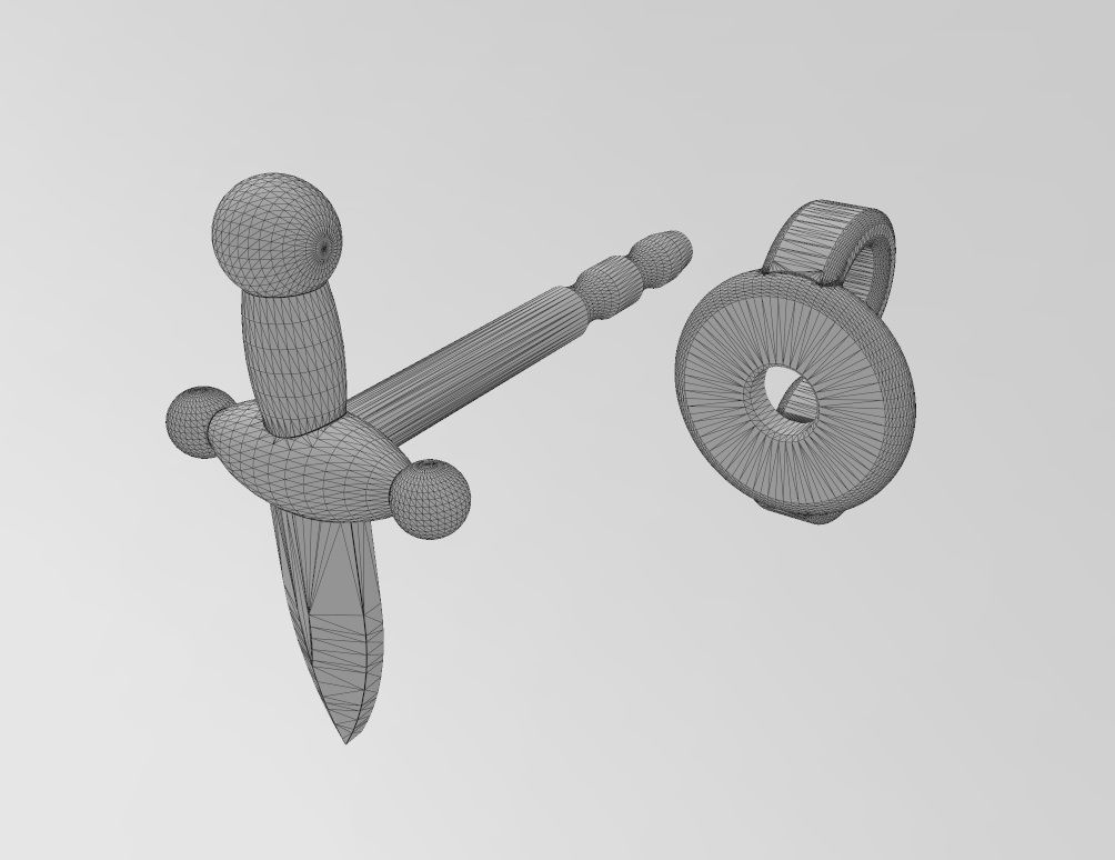 Dagger stud earring 3D print model_12