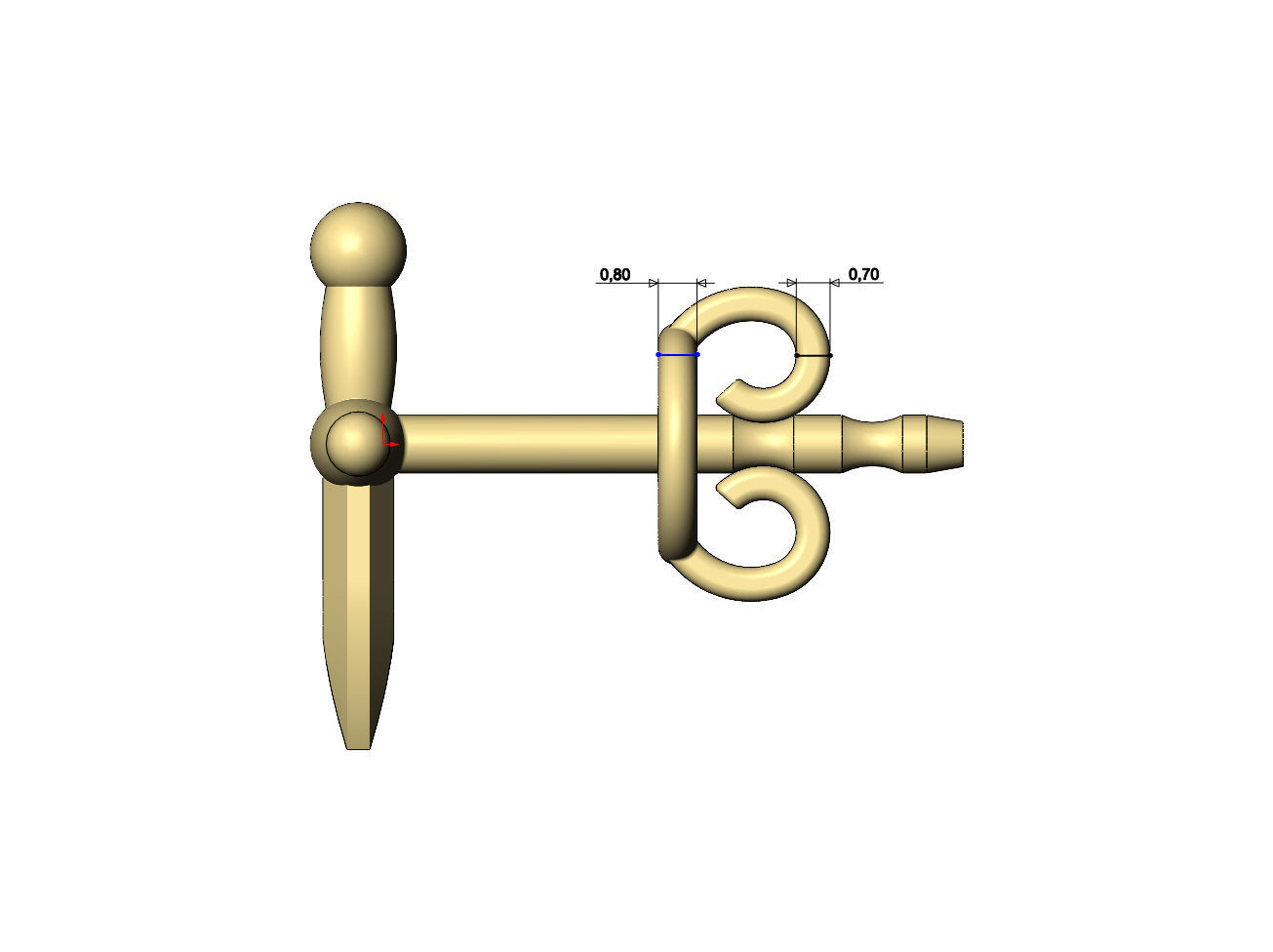 Dagger stud earring 3D print model_8