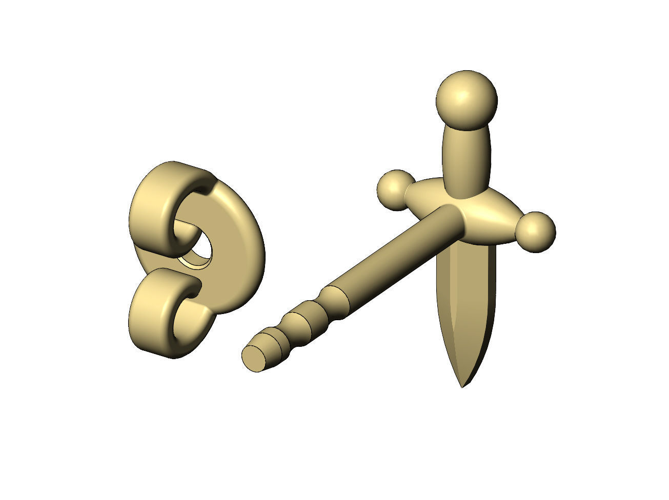 Dagger stud earring 3D print model_9