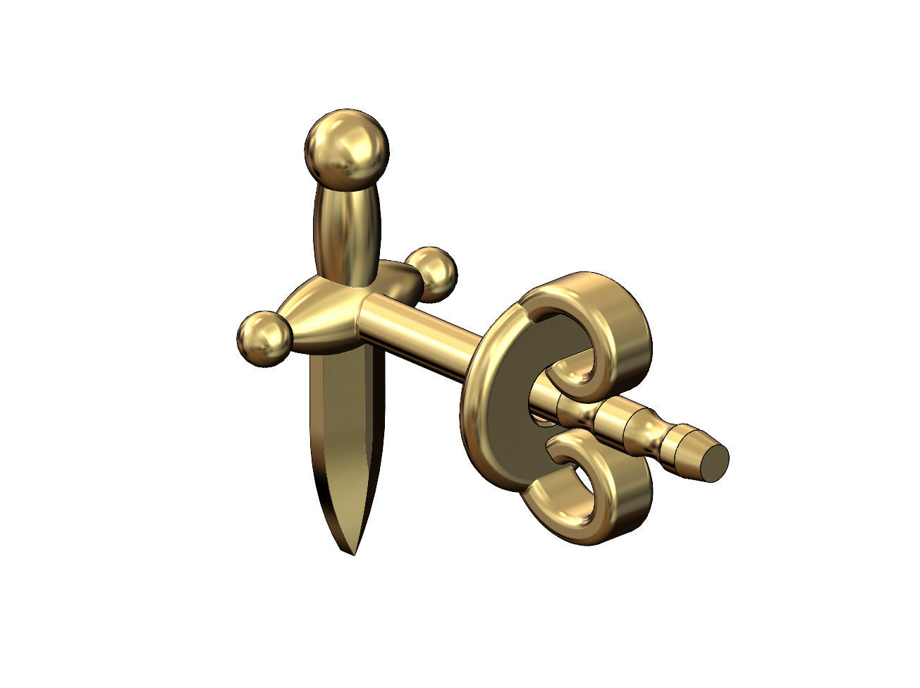 Dagger stud earring 3D print model_3