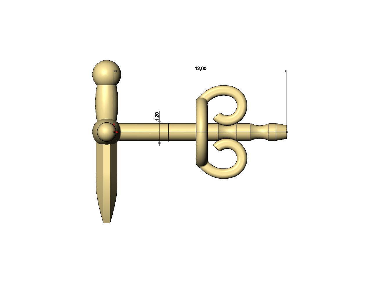 Dagger stud earring 3D print model_7