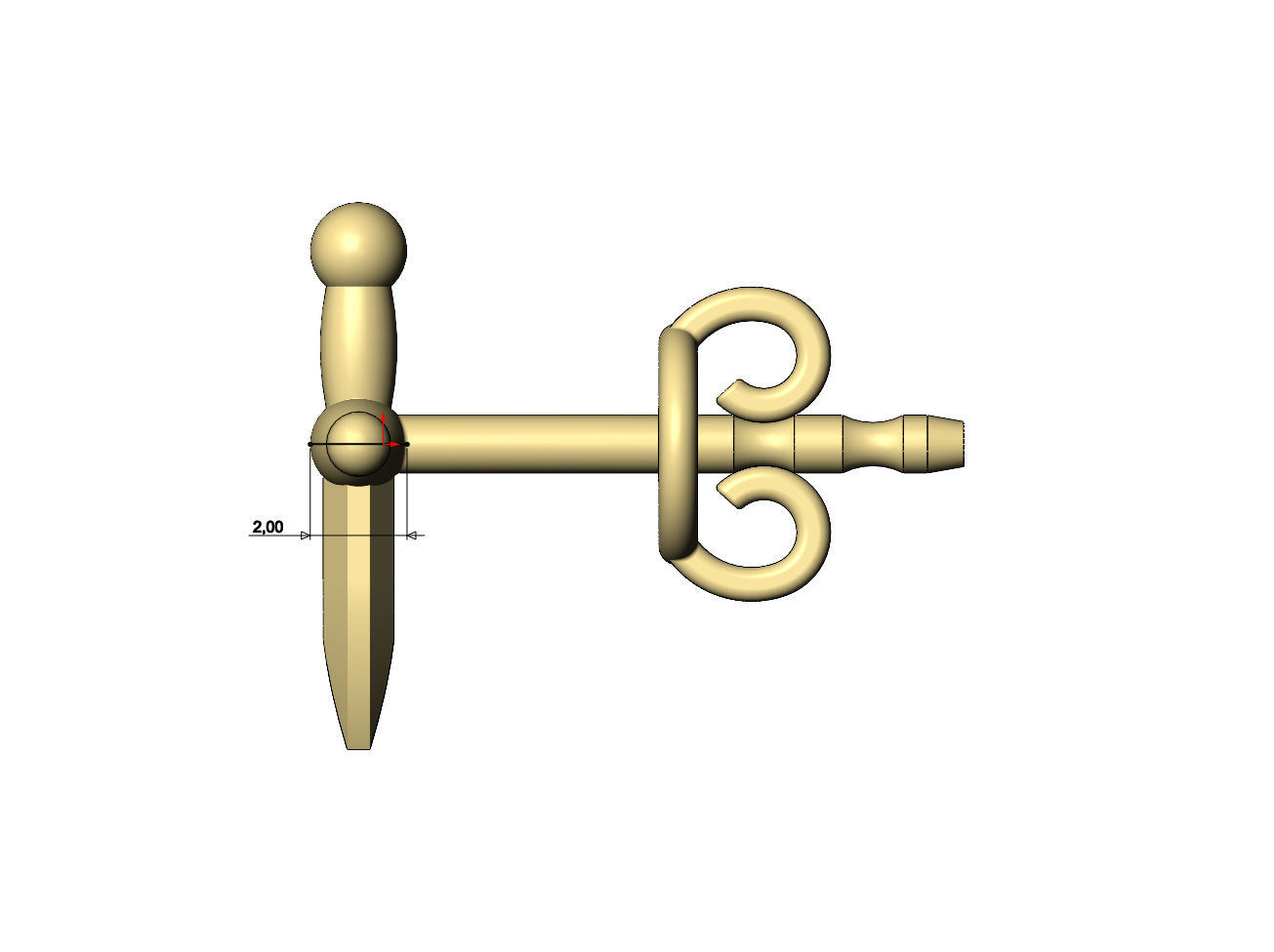 Dagger stud earring 3D print model_6