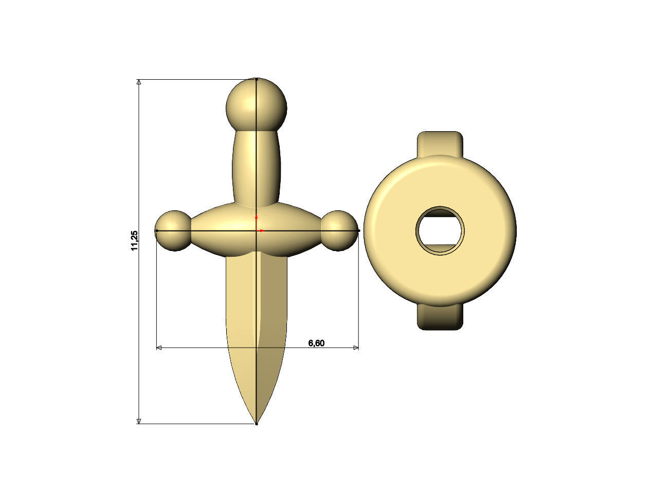 Dagger stud earring 3D print model_5